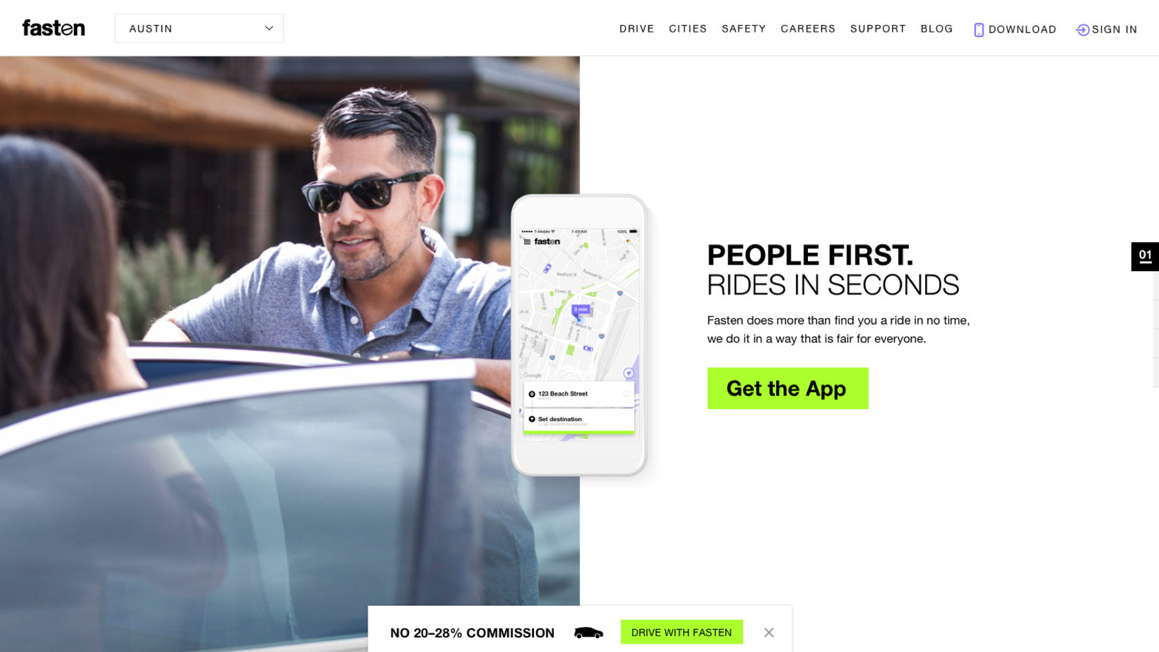 The ridesharing service Fasten website development